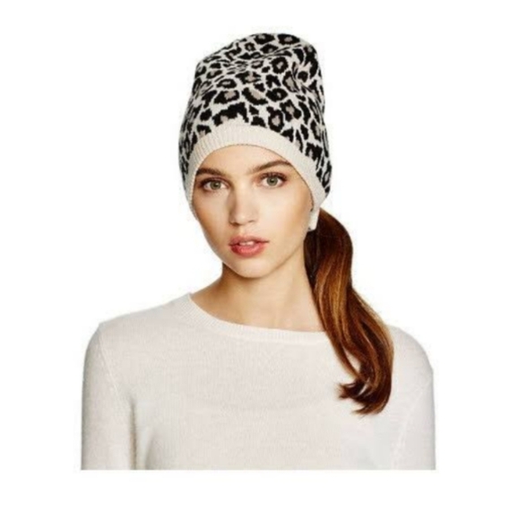 Kate Spade New York Hats Cheetah Pink Bow Ponytail Hat Cap Beanie - Picture 6 of 6